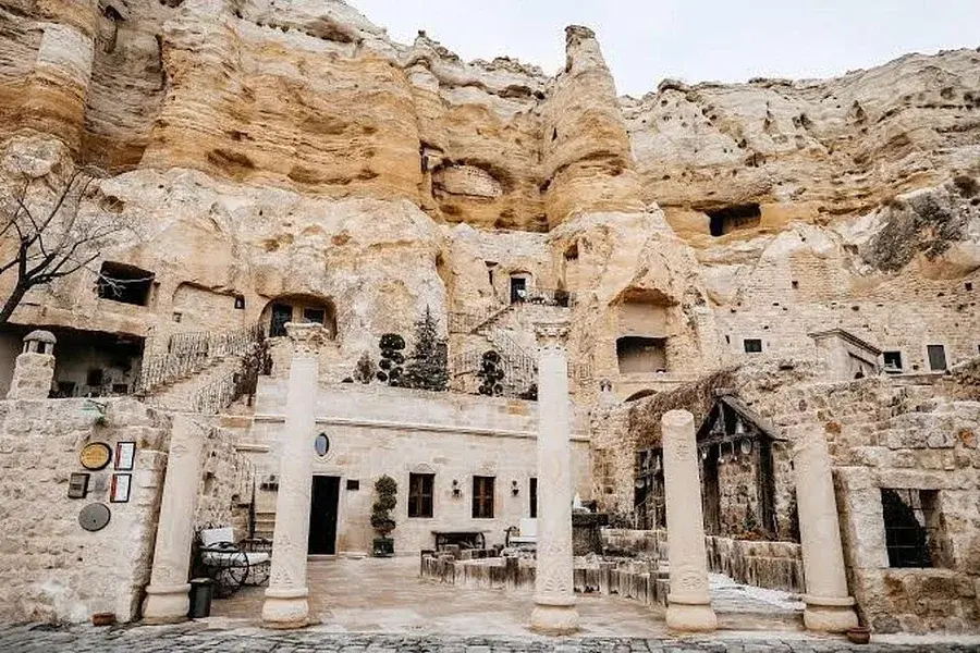 Cappadocia stone and cave architecture; illustrative setting, hotel not guaranteed
